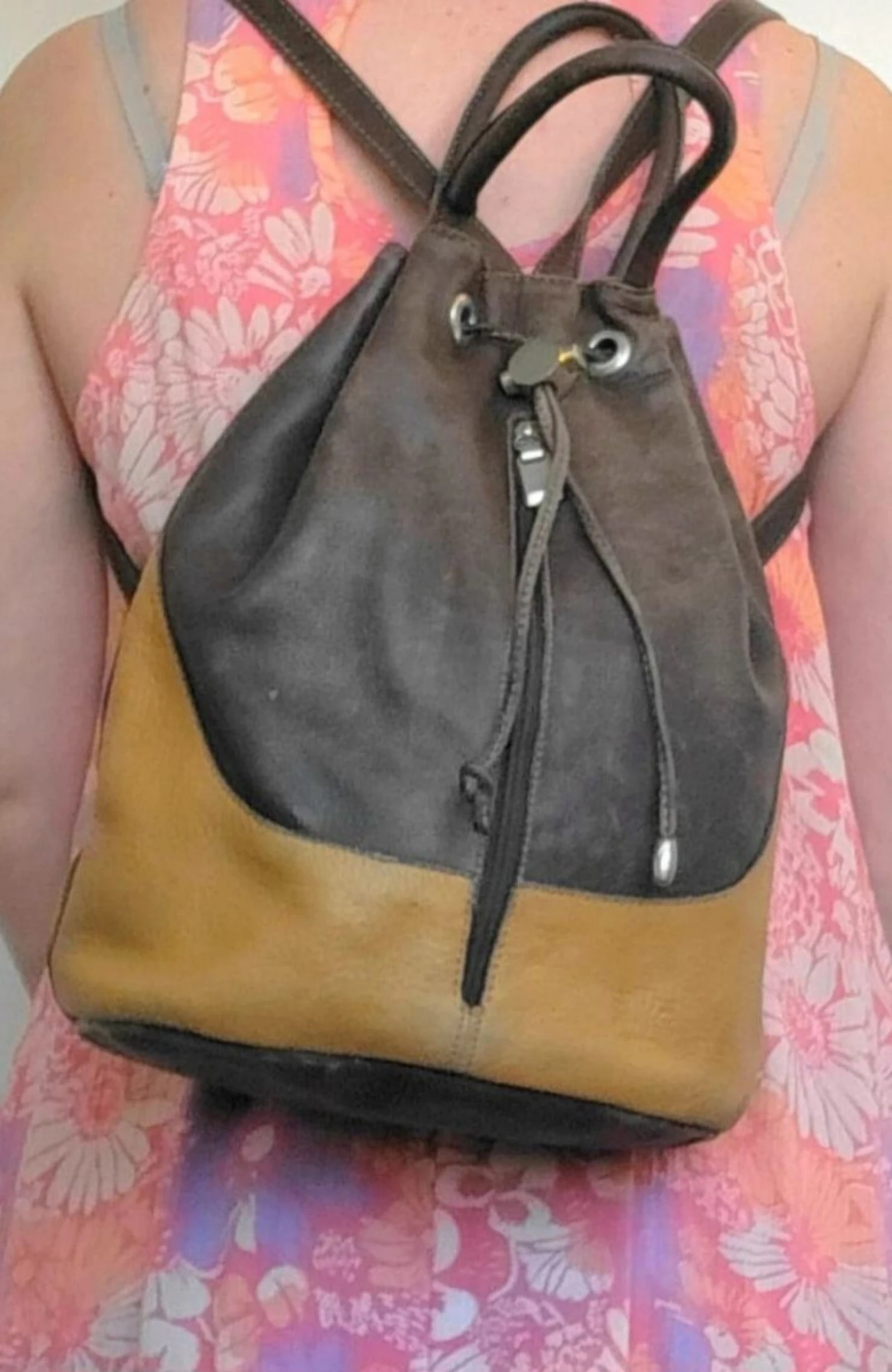 El Corte Inglés Real Leather Bucket Backpack Vintage Retro 90s – photo 4